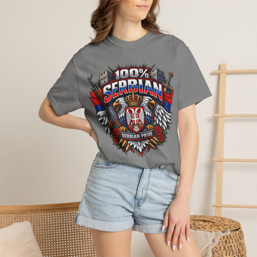 100% Serbian Pride T-Shirt | Serbian Heritage Graphic Tee