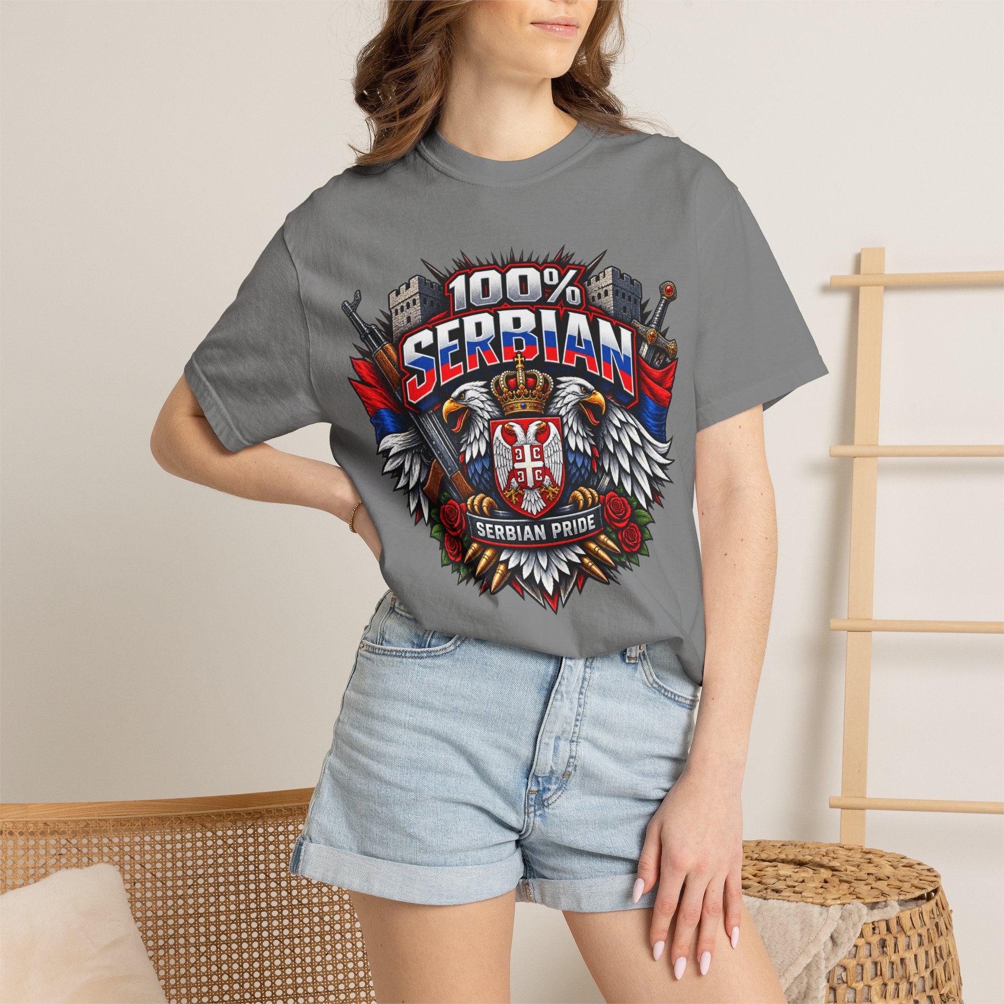 100% Serbian Pride T-Shirt | Serbian Heritage Graphic Tee