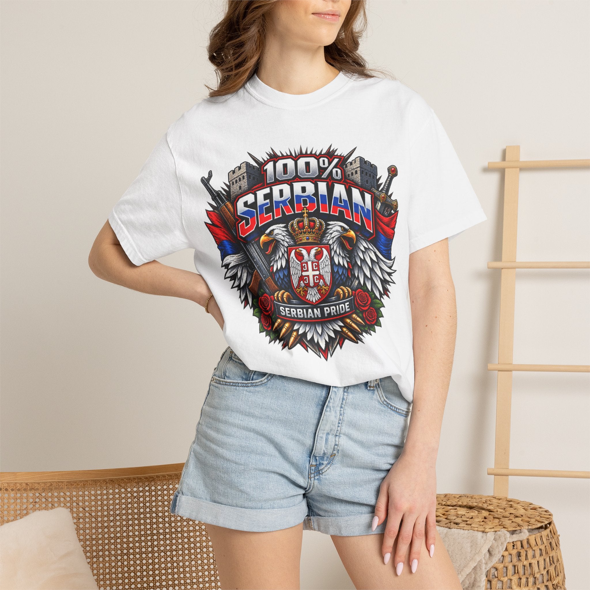 100% Serbian Pride T-Shirt | Serbian Heritage Graphic Tee